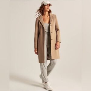 Abercrombie Wool Blend Tailored Dad Coat in Caramel Brown-SM-EUC Retail $220